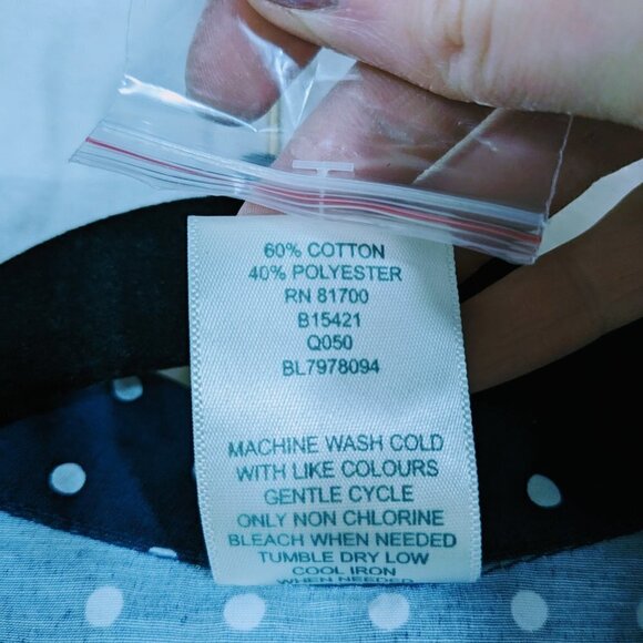 Blair Navy Blue Polka Dot Short Sleeve Button Down Top Size S - Picture 3 of 4